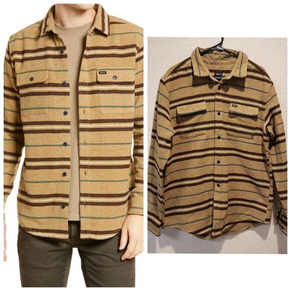 RCVA Shirt Mens X- Large Orange Brown Blanket Flannel Long Sleeve Button Down - Picture 1 of 10